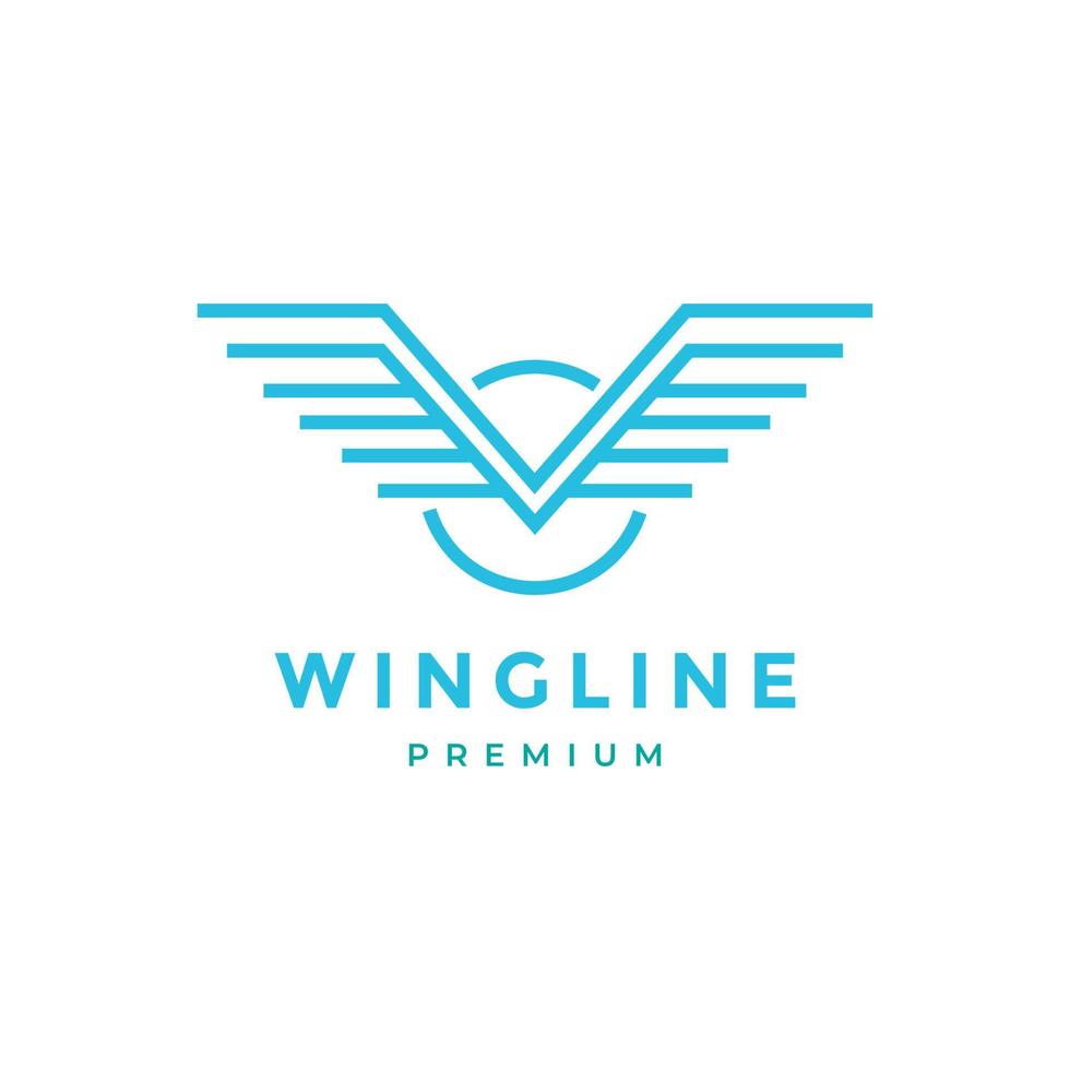 modern wings line straight logo design vector