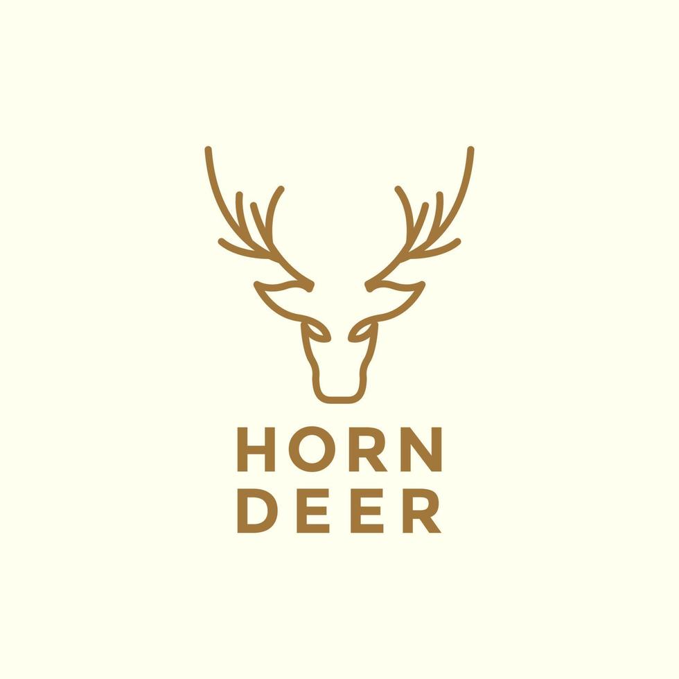 minimal line head deer horns logo vector