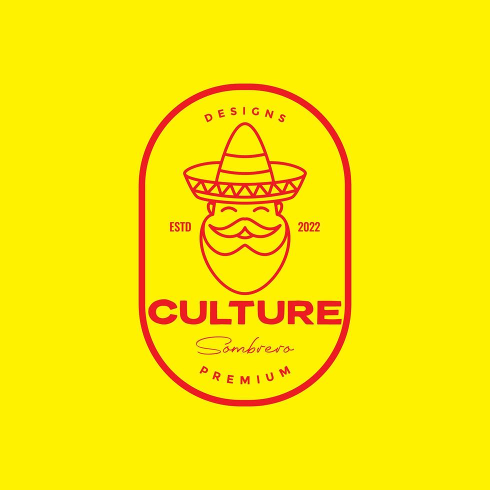 sombrero old man bearded logo deesign vector