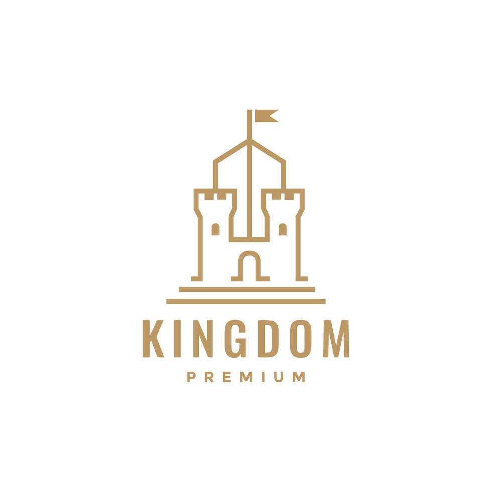 hipster kingdom castle flag logo design vector