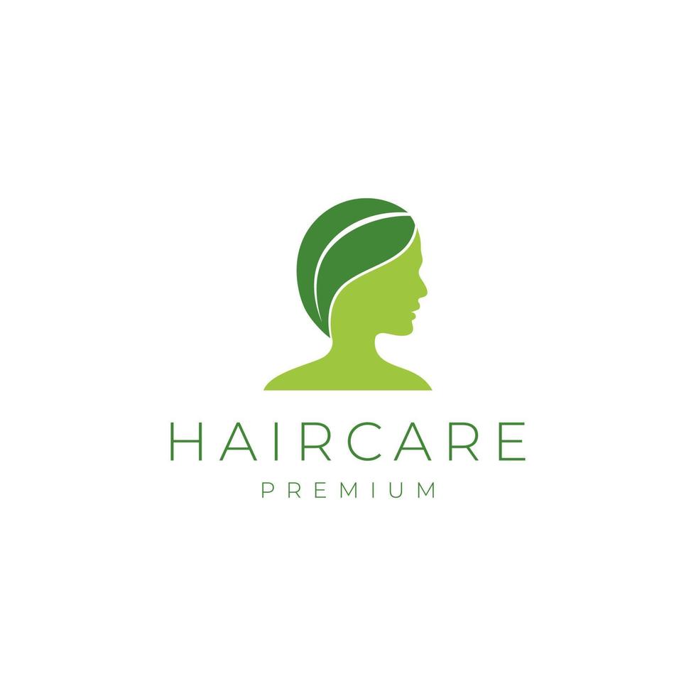 woman head with leaf hair logo design vector