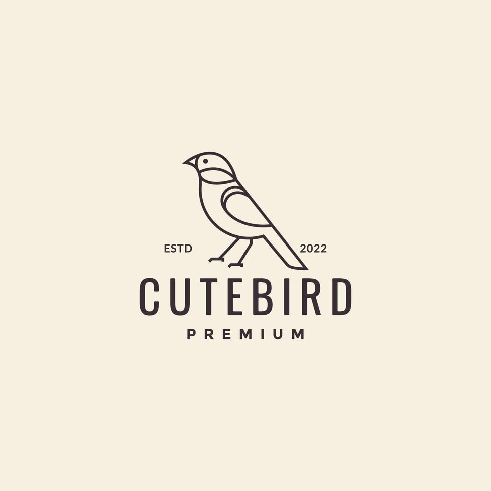 minimal line art bird sparrow logo design vector