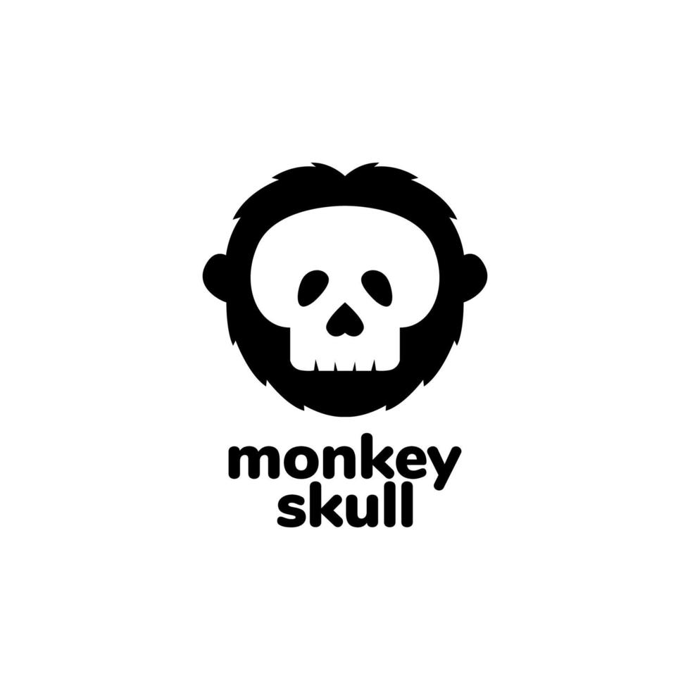 face cute monkey skull logo design vector