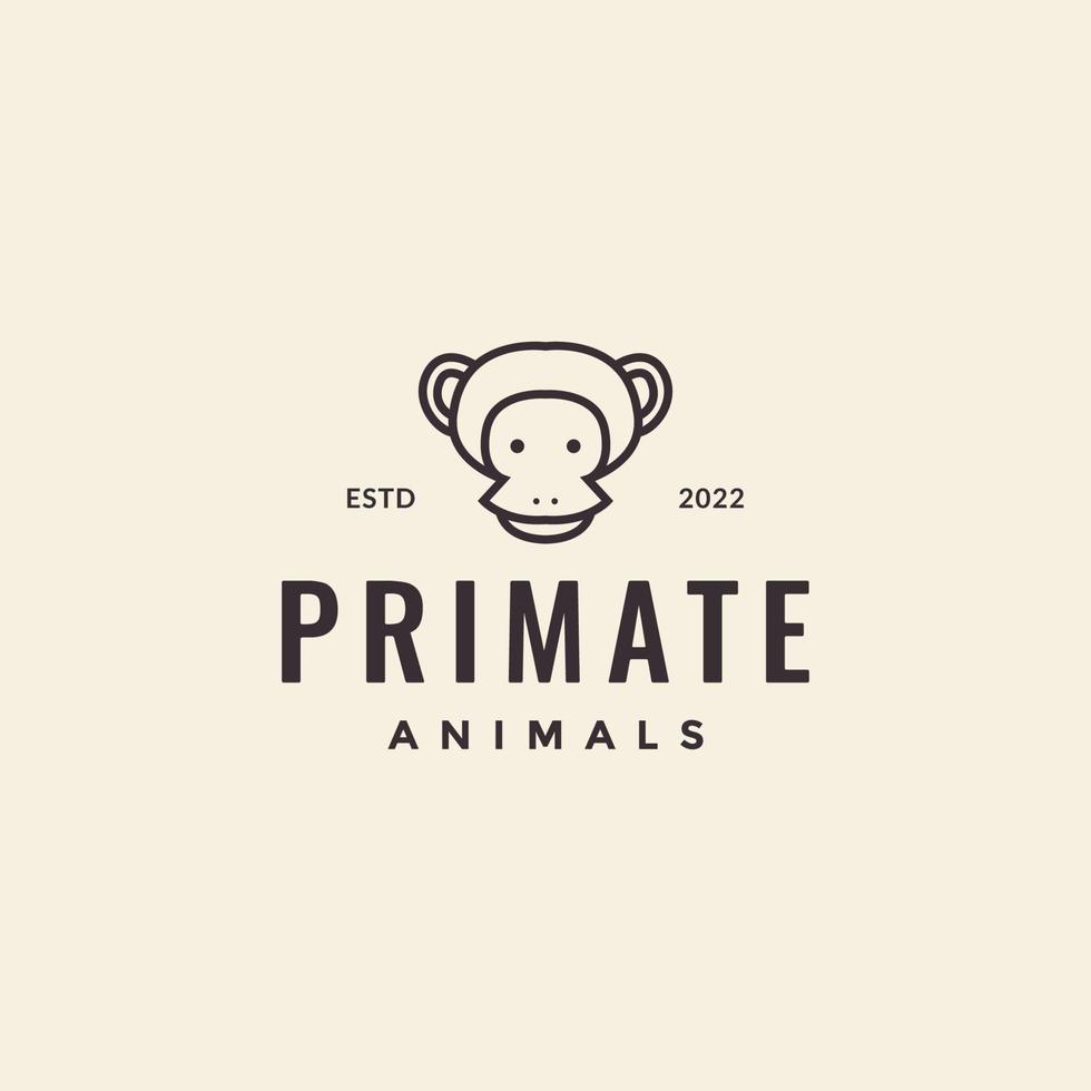 face minimal primate monkey hipster logo vector