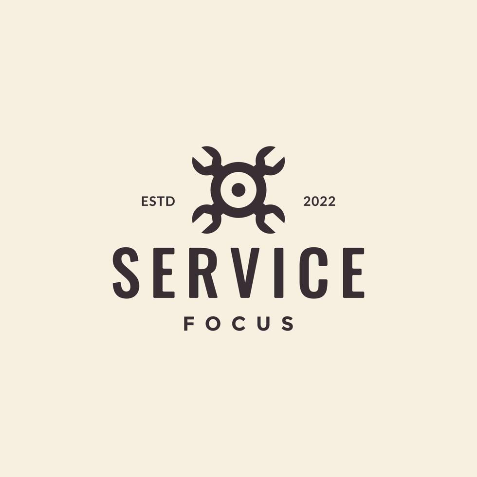 wrench cross target hipster logo design vector