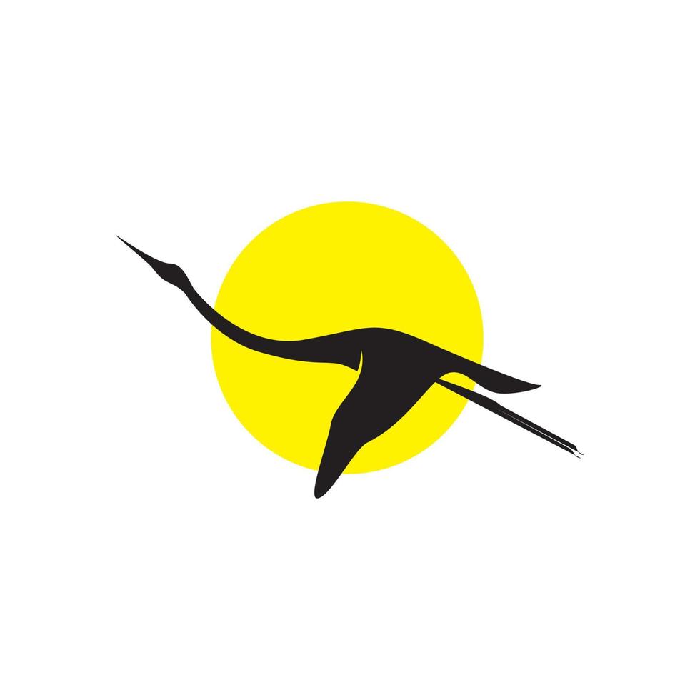 abstract stork fly sunset logo design vector