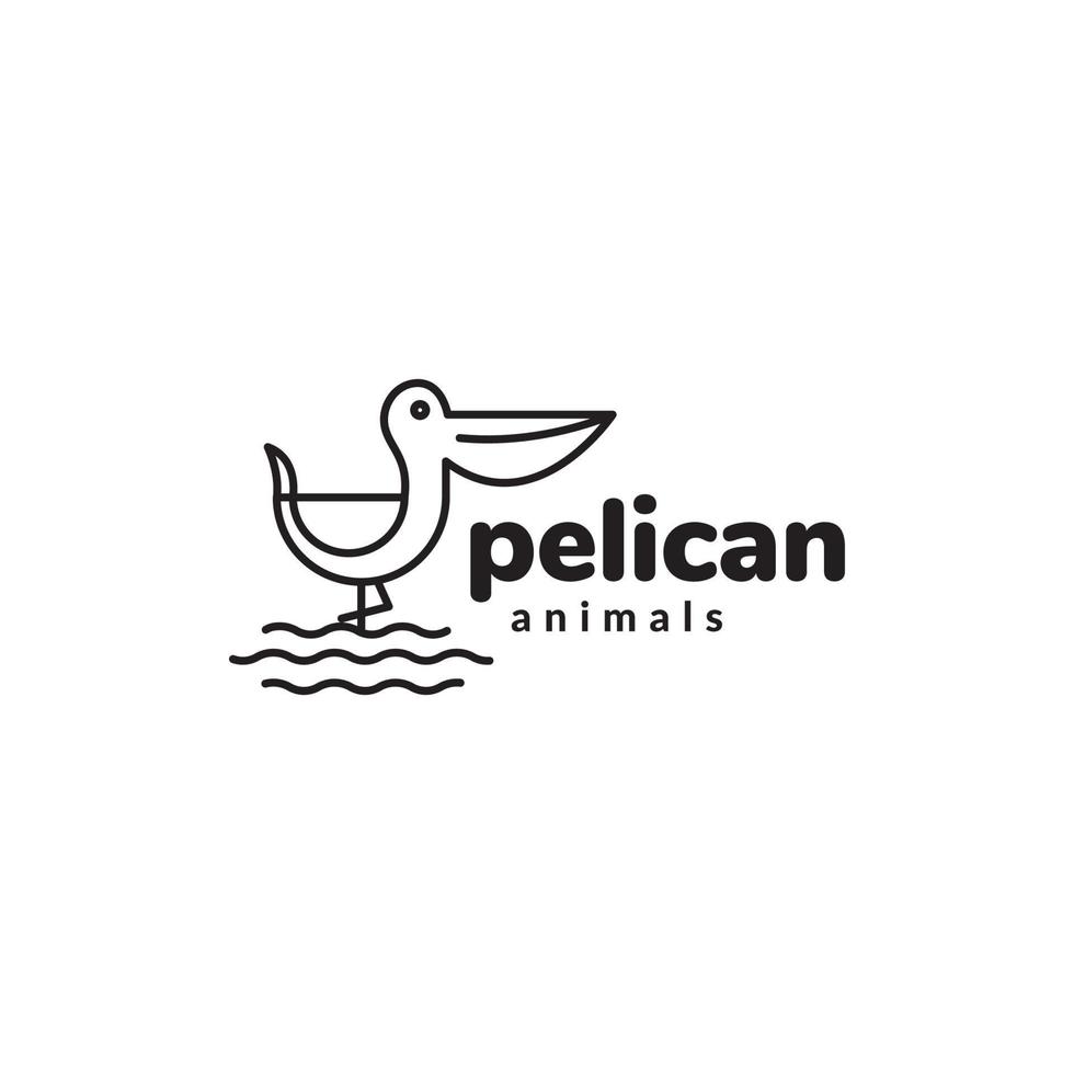 pequeño pájaro pelícano logo minimalista vector