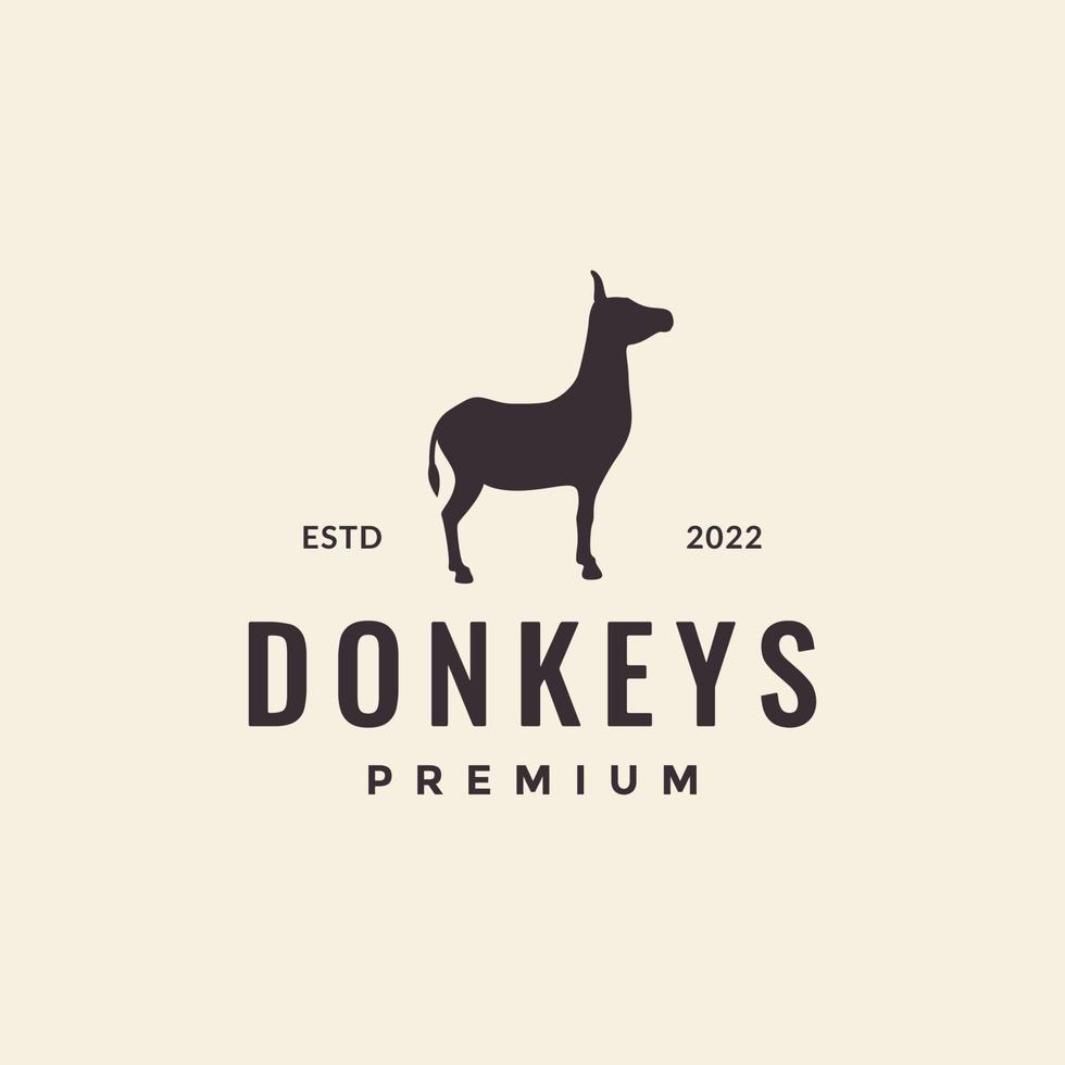 hipster donkey animal logo design vector