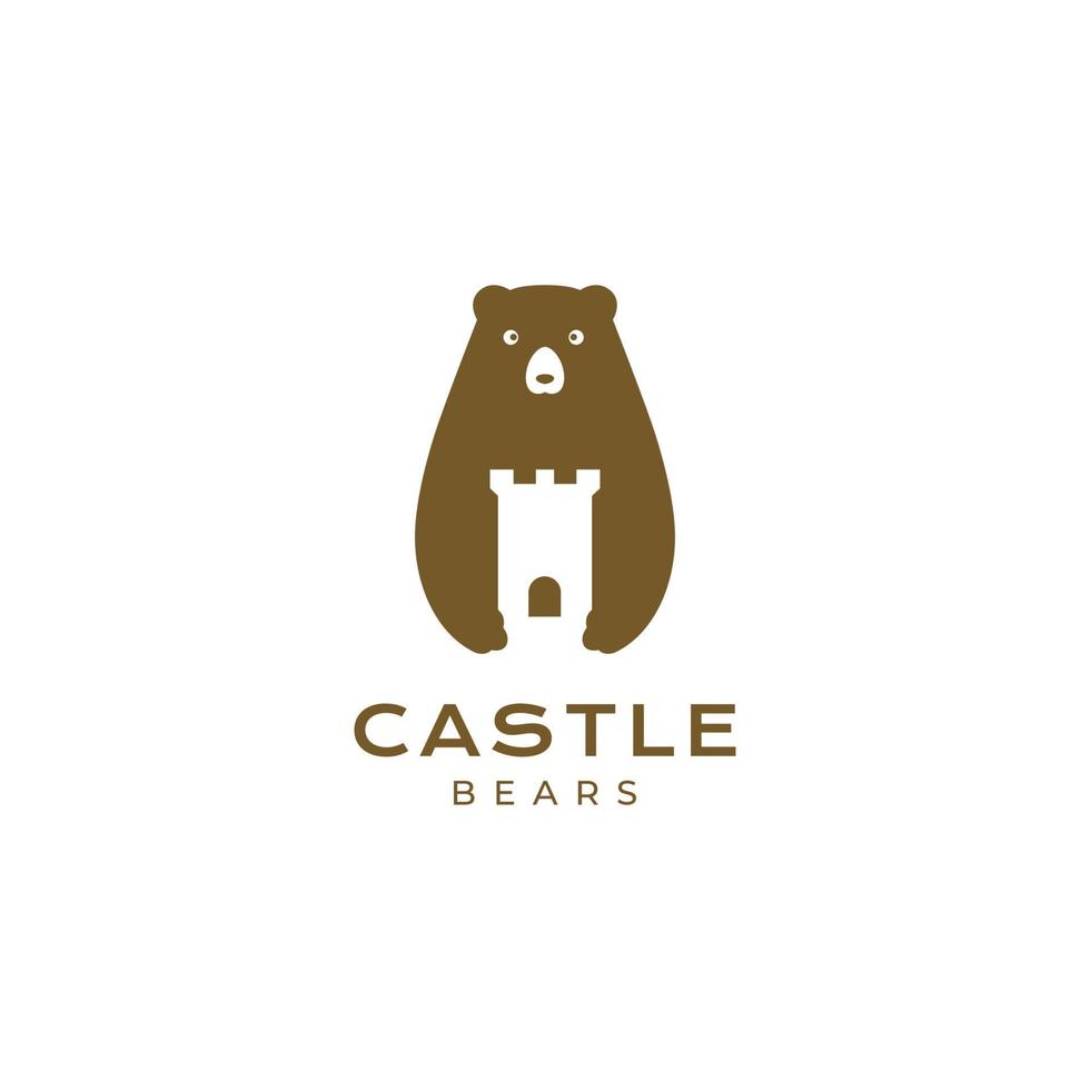 bear with castle logo design vector