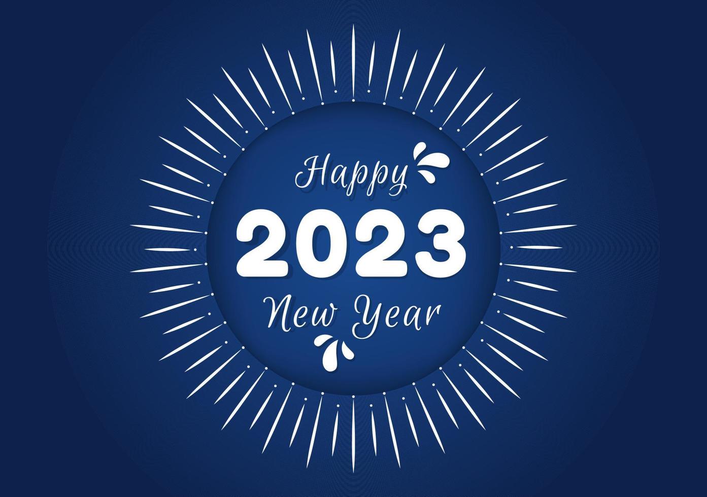 Happy New Year 2023 Celebration Template Hand Drawn Cartoon Flat Background Illustration with Fireworks, Ribbons and Confetti Design vector