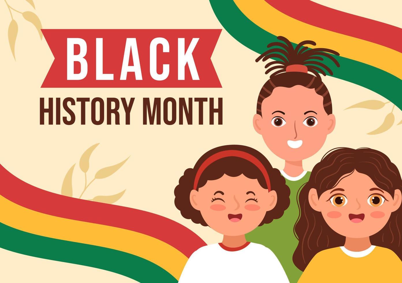 Black History Month Template Hand Drawn Cartoon Flat Background Illustration of African American Holiday to Promote Suitable for Poster Design vector