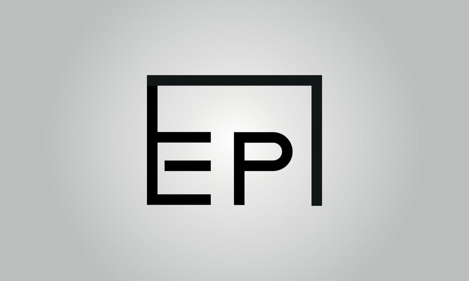 diseño del logotipo de letra ep. logotipo de ep con forma cuadrada en colores negros vector plantilla de vector libre.