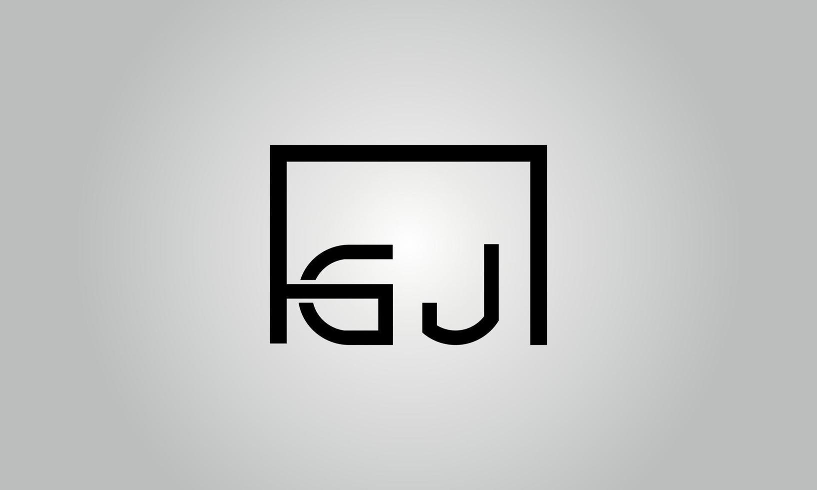 diseño del logotipo de la letra gj. logotipo de gj con forma cuadrada en colores negros vector plantilla de vector libre.