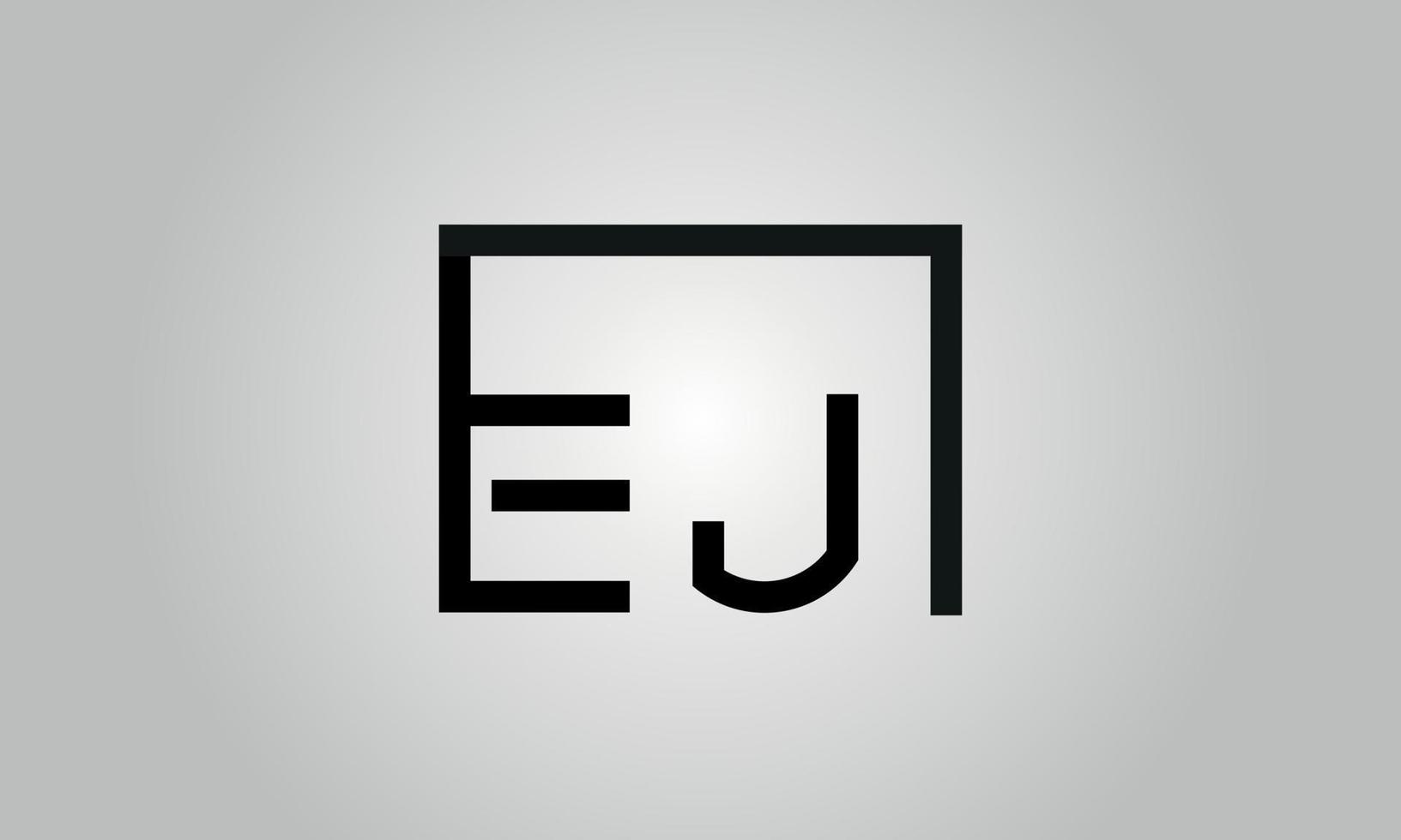 diseño del logotipo de la letra ej. ej logo con forma cuadrada en colores negros vector plantilla de vector libre.