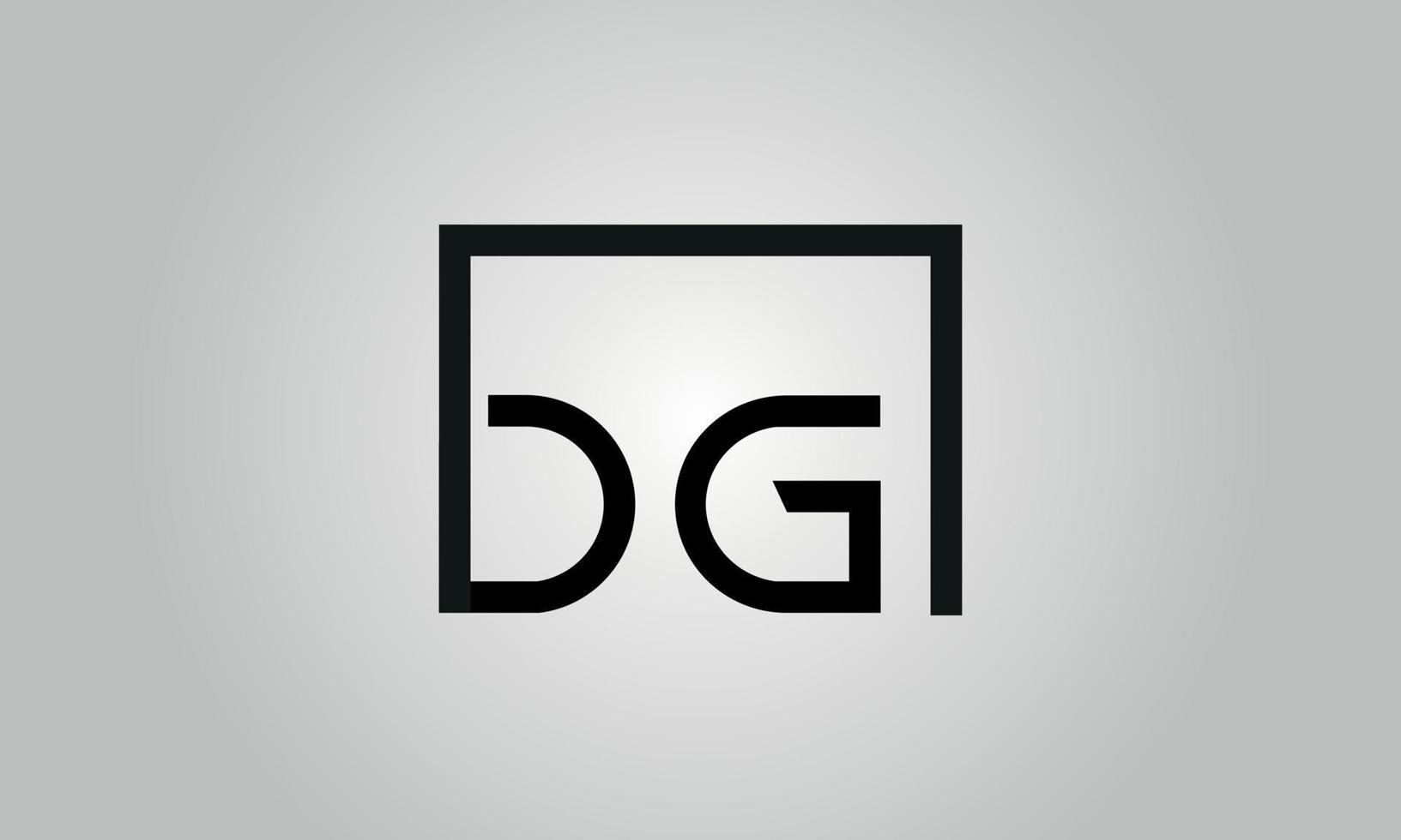 diseño del logotipo de la letra dg. logotipo dg con forma cuadrada en colores negros vector plantilla de vector libre.