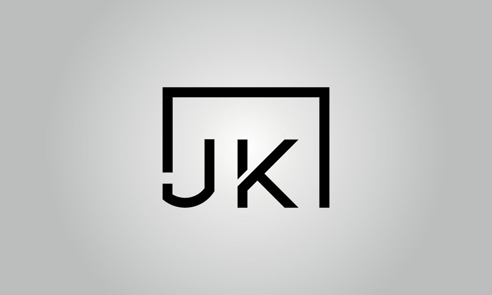 diseño del logotipo de la letra jk. jk logo con forma cuadrada en colores negros vector plantilla de vector libre.