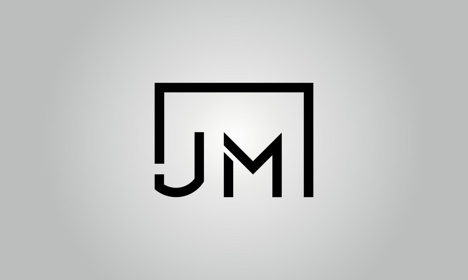 diseño del logotipo de la letra jm. jm logo con forma cuadrada en colores negros vector plantilla de vector libre.