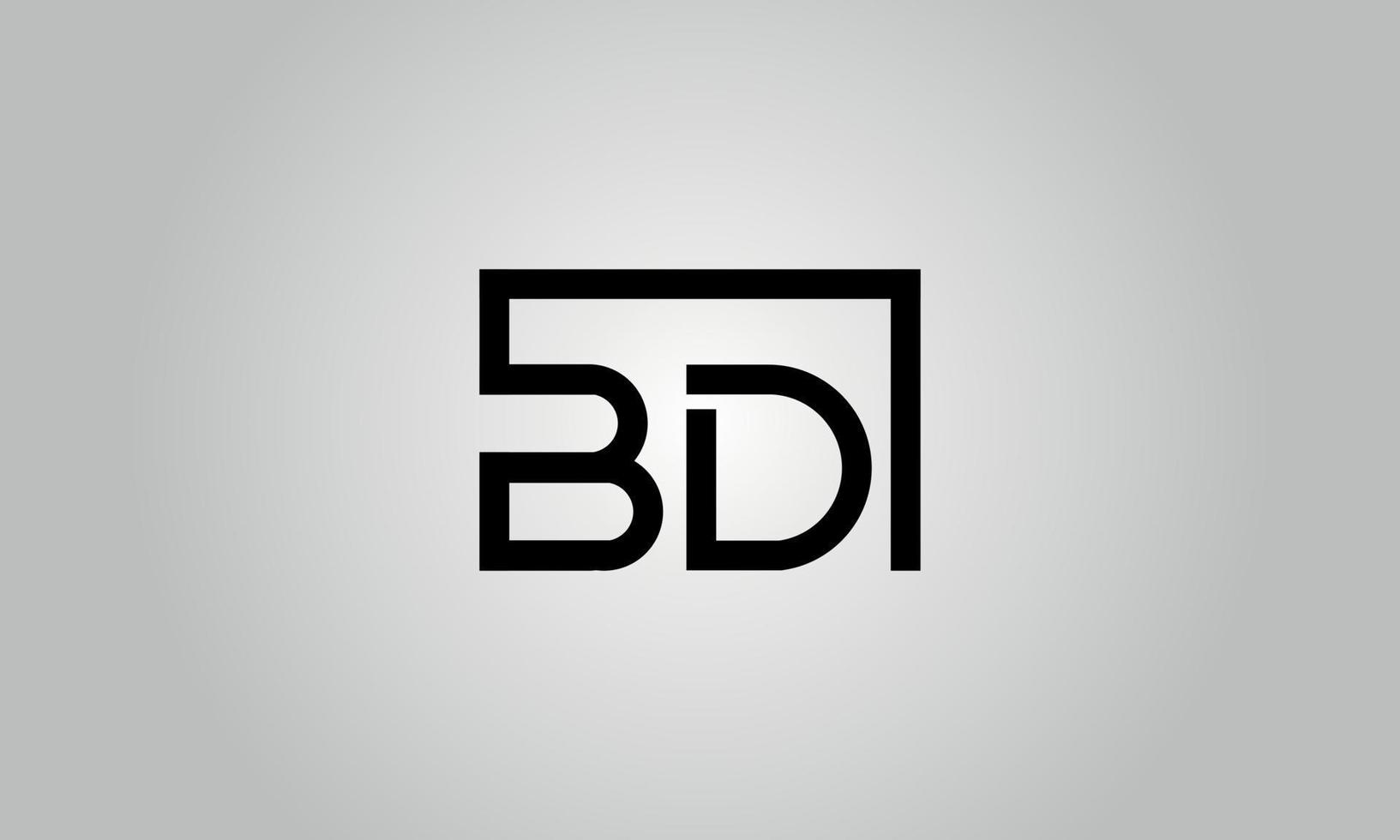 Letter BD logo design. BD logo with square shape in black colors vector free vector template.