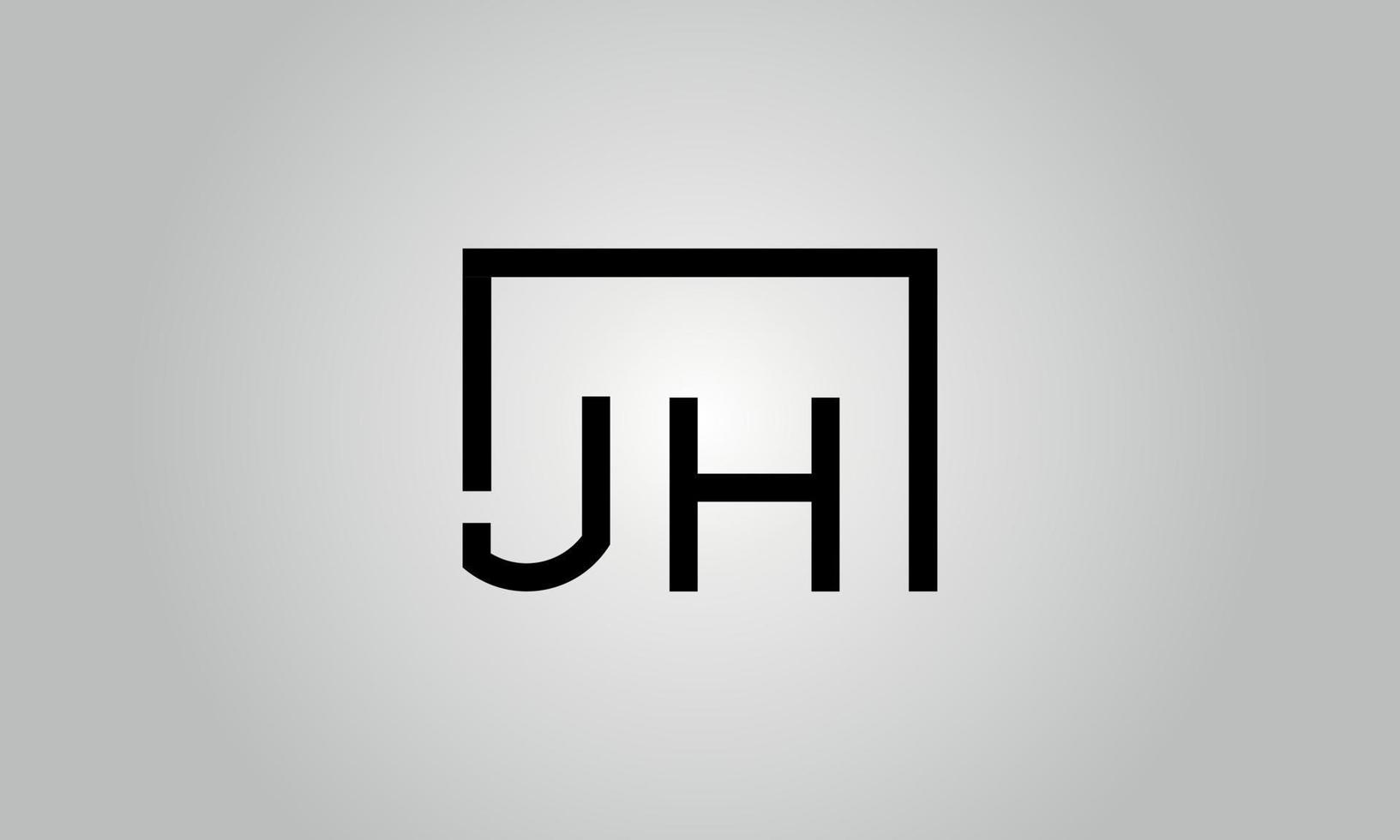 Letter JH logo design. JH logo with square shape in black colors vector free vector template.