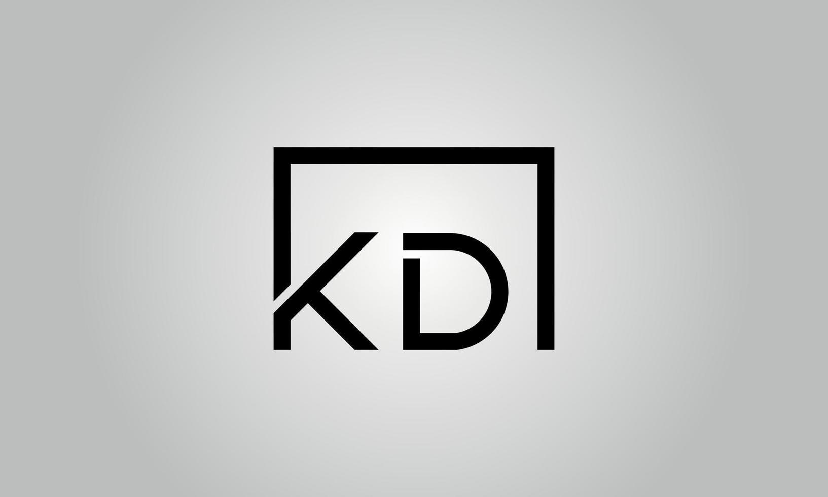 diseño del logotipo de la letra kd. logotipo de kd con forma cuadrada en colores negros vector plantilla de vector libre.