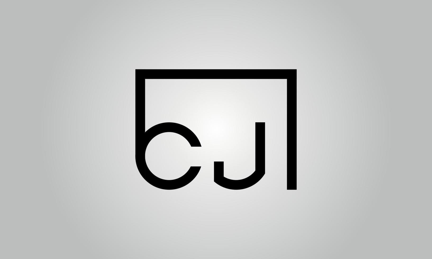 Letter CJ logo design. CJ logo with square shape in black colors vector free vector template.