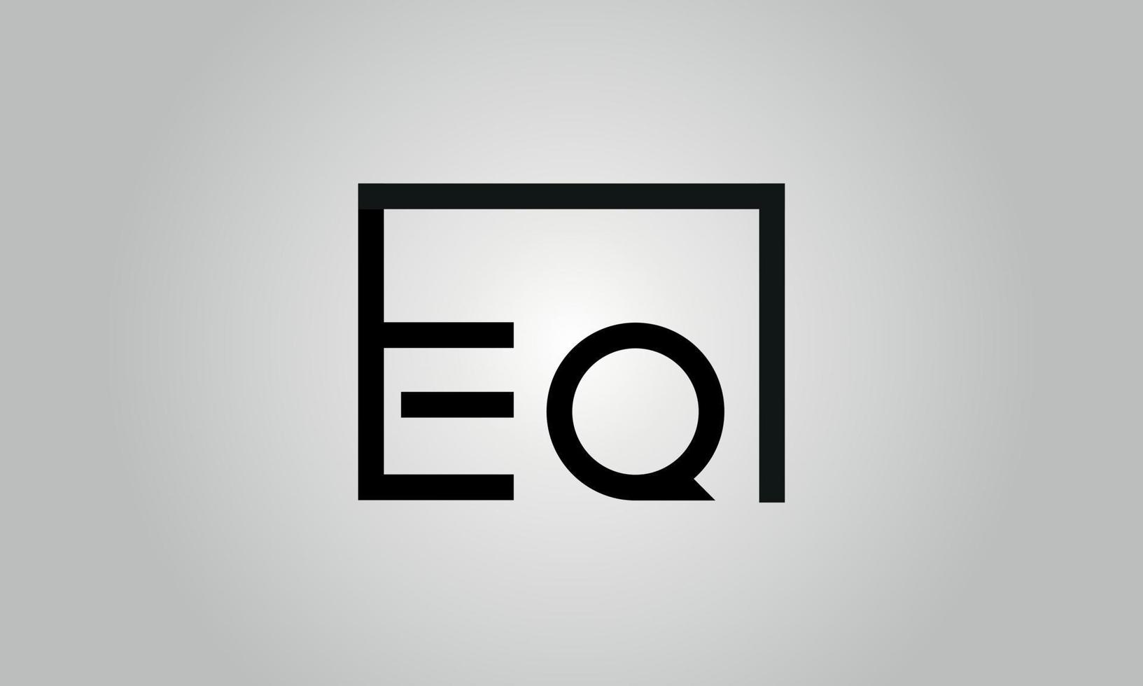 Letter EQ logo design. EQ logo with square shape in black colors vector free vector template.