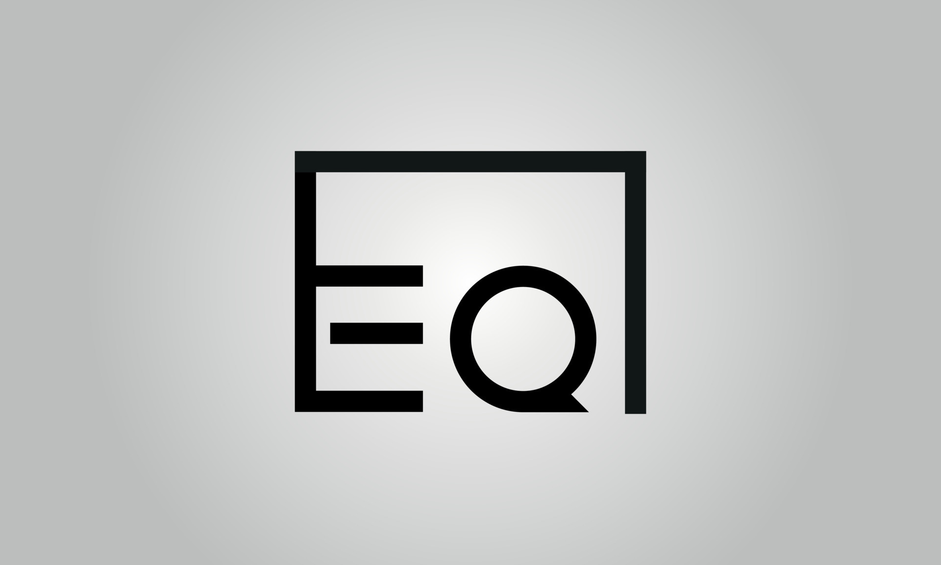 Letter EQ logo design. EQ logo with square shape in black colors vector