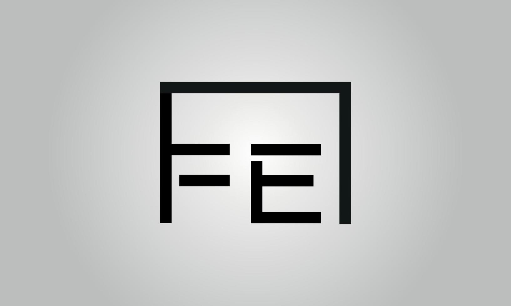 diseño del logotipo de la letra fe. logotipo de fe con forma cuadrada en colores negros vector plantilla de vector libre.