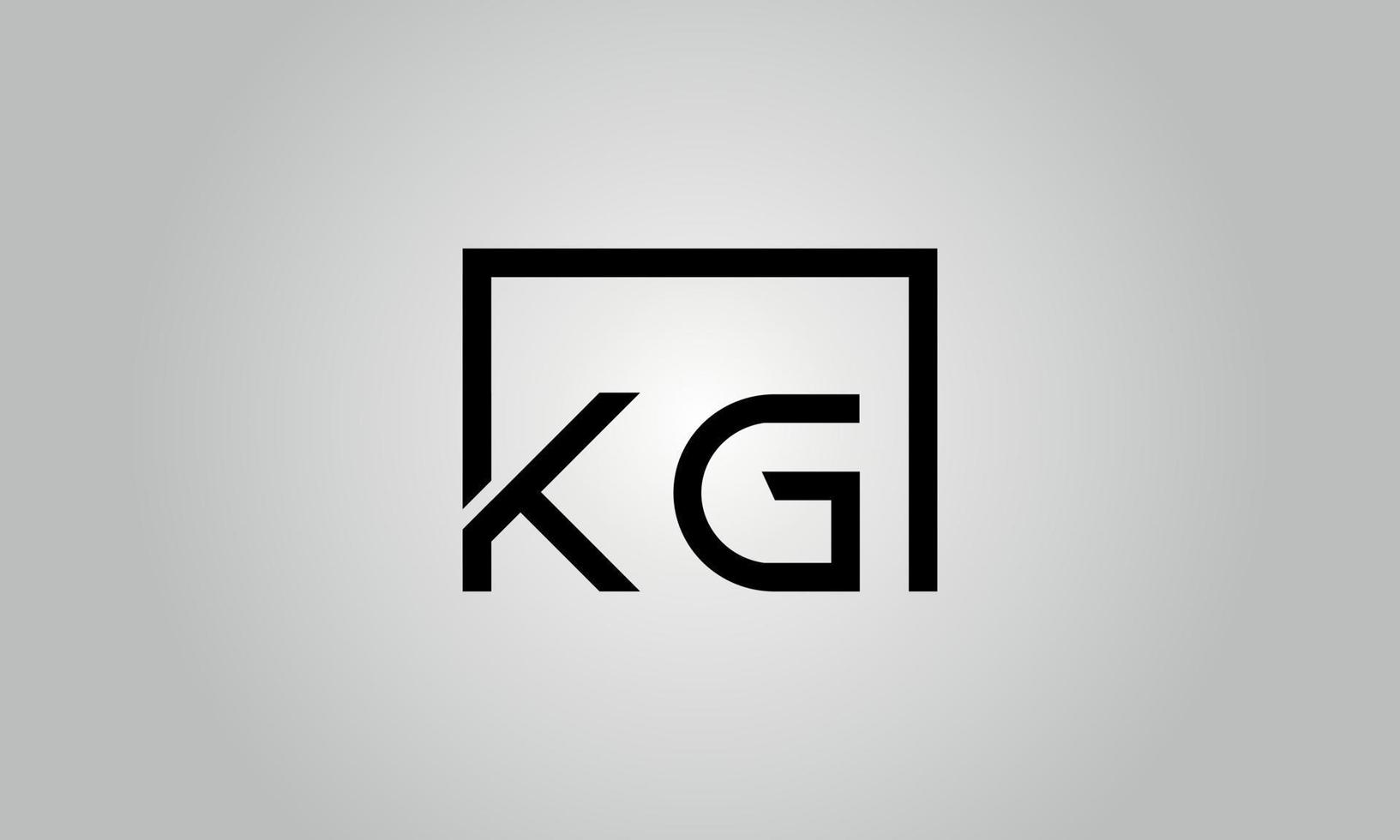 diseño del logotipo de la letra kg. logotipo de kg con forma cuadrada en colores negros vector plantilla de vector libre.