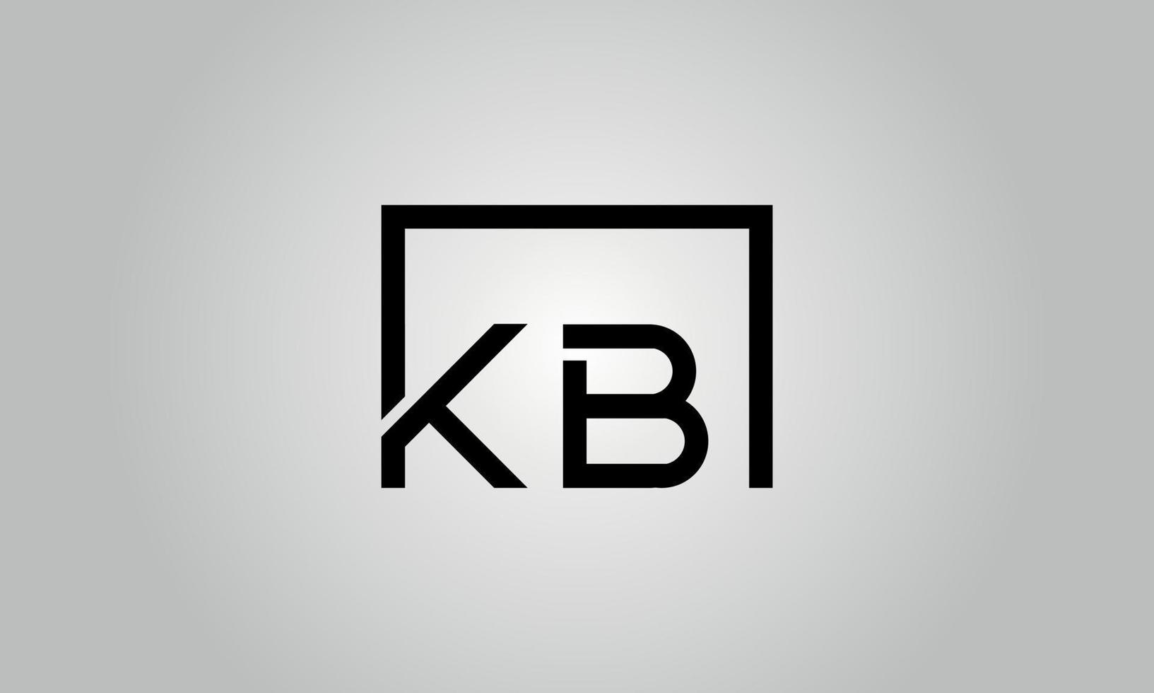 Letter KB logo design. KB logo with square shape in black colors vector free vector template.