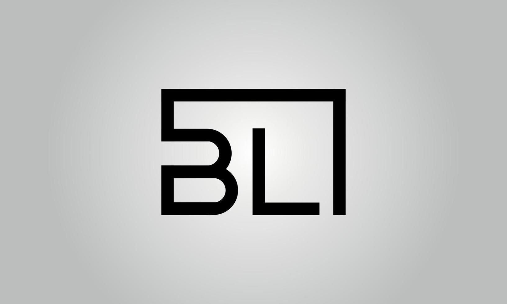 Letter BL logo design. BL logo with square shape in black colors vector free vector template.