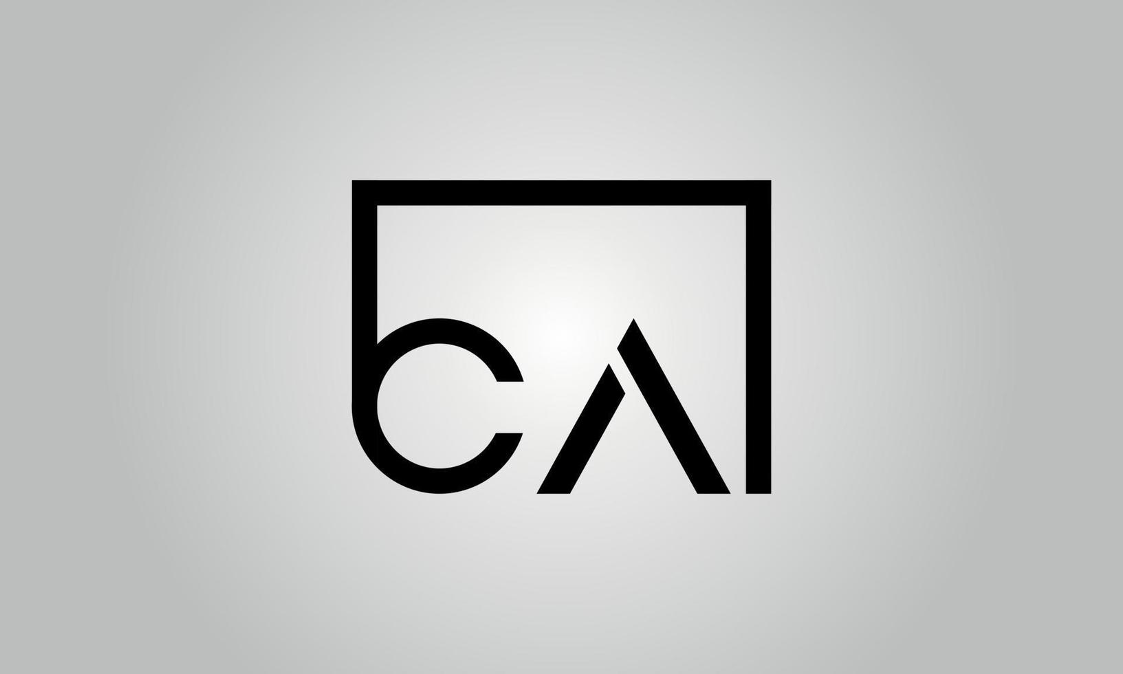 Letter CA logo design. CA logo with square shape in black colors vector free vector template.