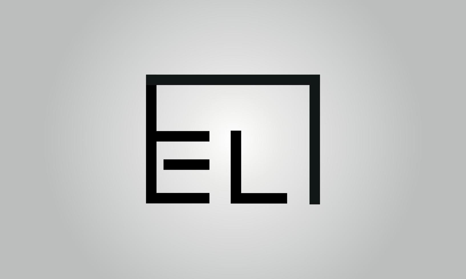 Letter EL logo design. EL logo with square shape in black colors vector free vector template.