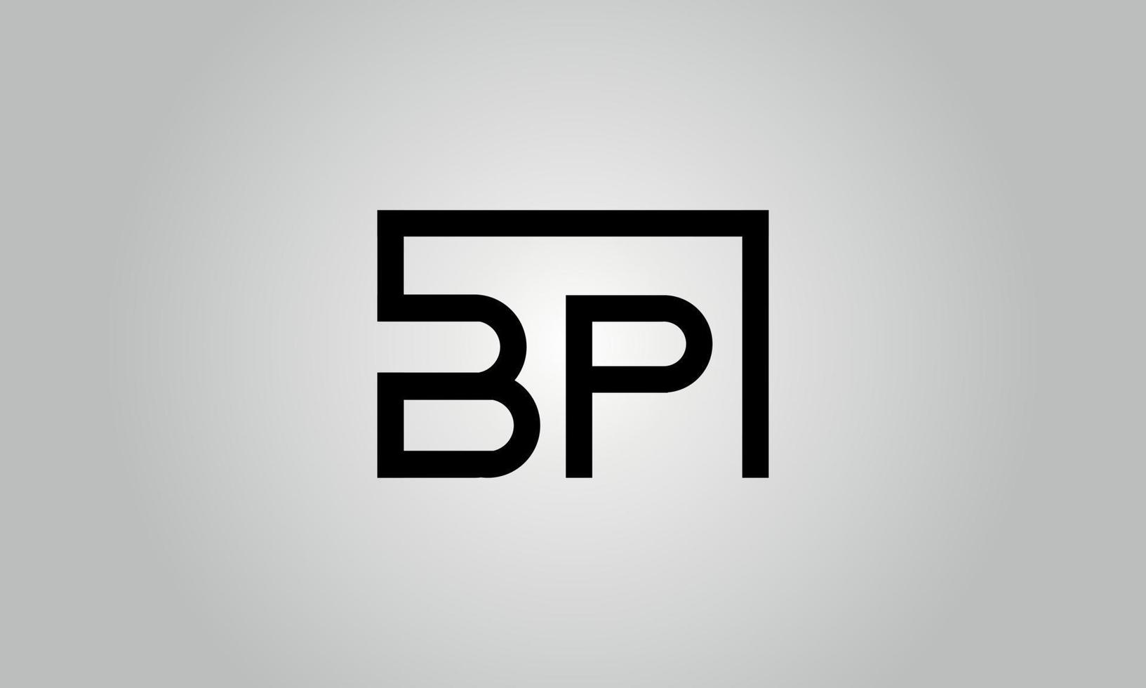 Letter BP logo design. BP logo with square shape in black colors vector free vector template.