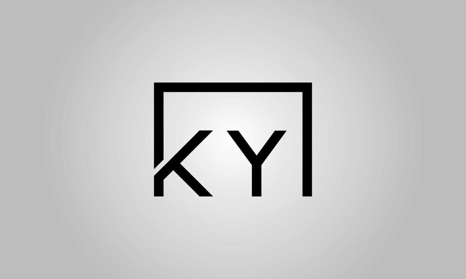 Letter KY logo design. KY logo with square shape in black colors vector free vector template.
