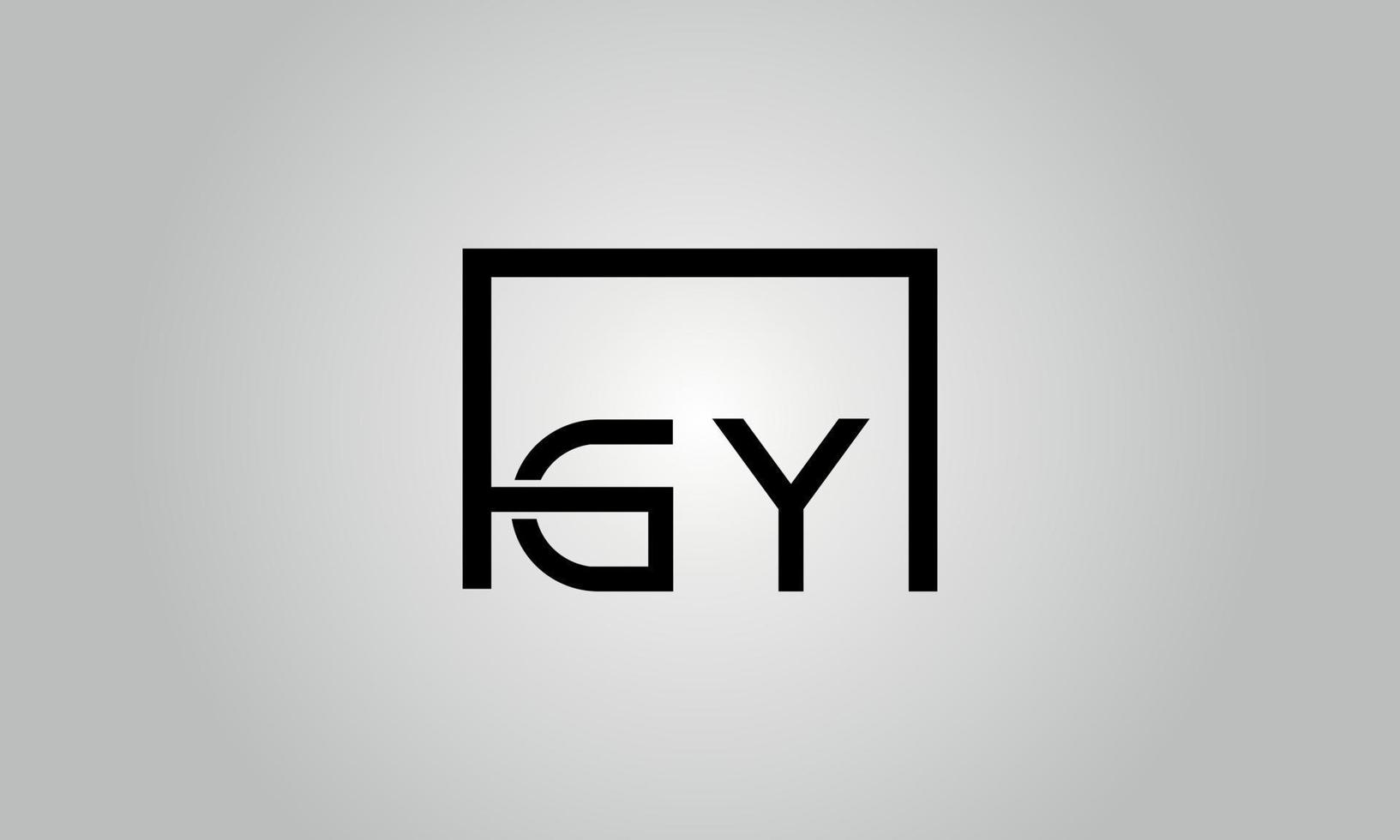 diseño del logotipo de la letra gy. logotipo de gy con forma cuadrada en colores negros vector plantilla de vector libre.