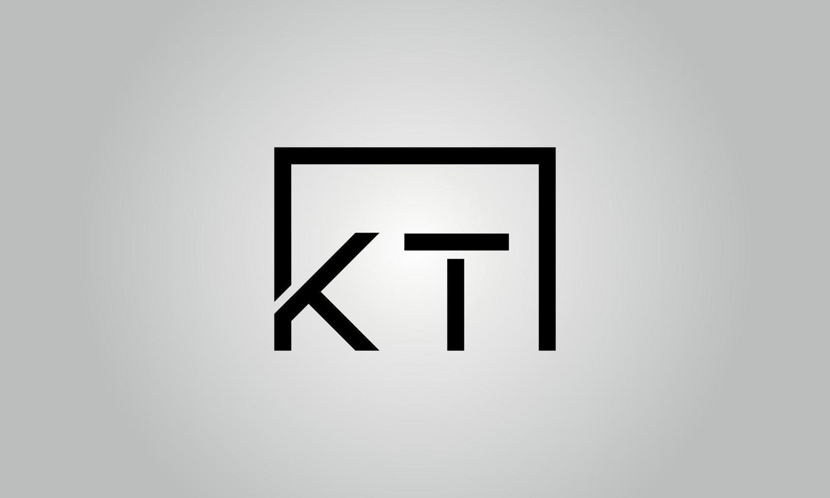 Letter KT logo design. KT logo with square shape in black colors vector free vector template.