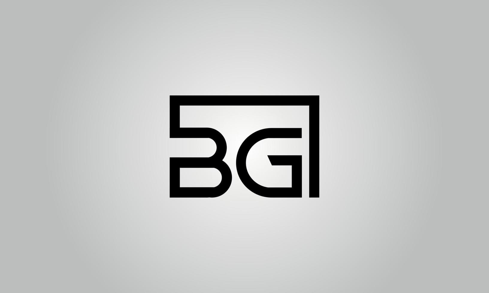 diseño del logotipo de la letra bg. logotipo bg con forma cuadrada en colores negros vector plantilla de vector libre.