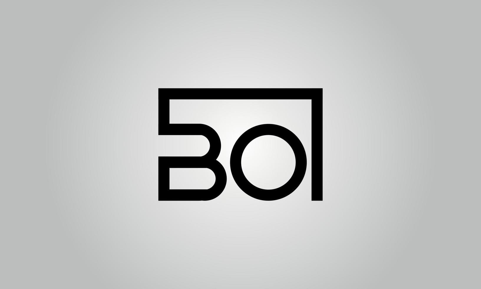 Letter BO logo design. BO logo with square shape in black colors vector free vector template.