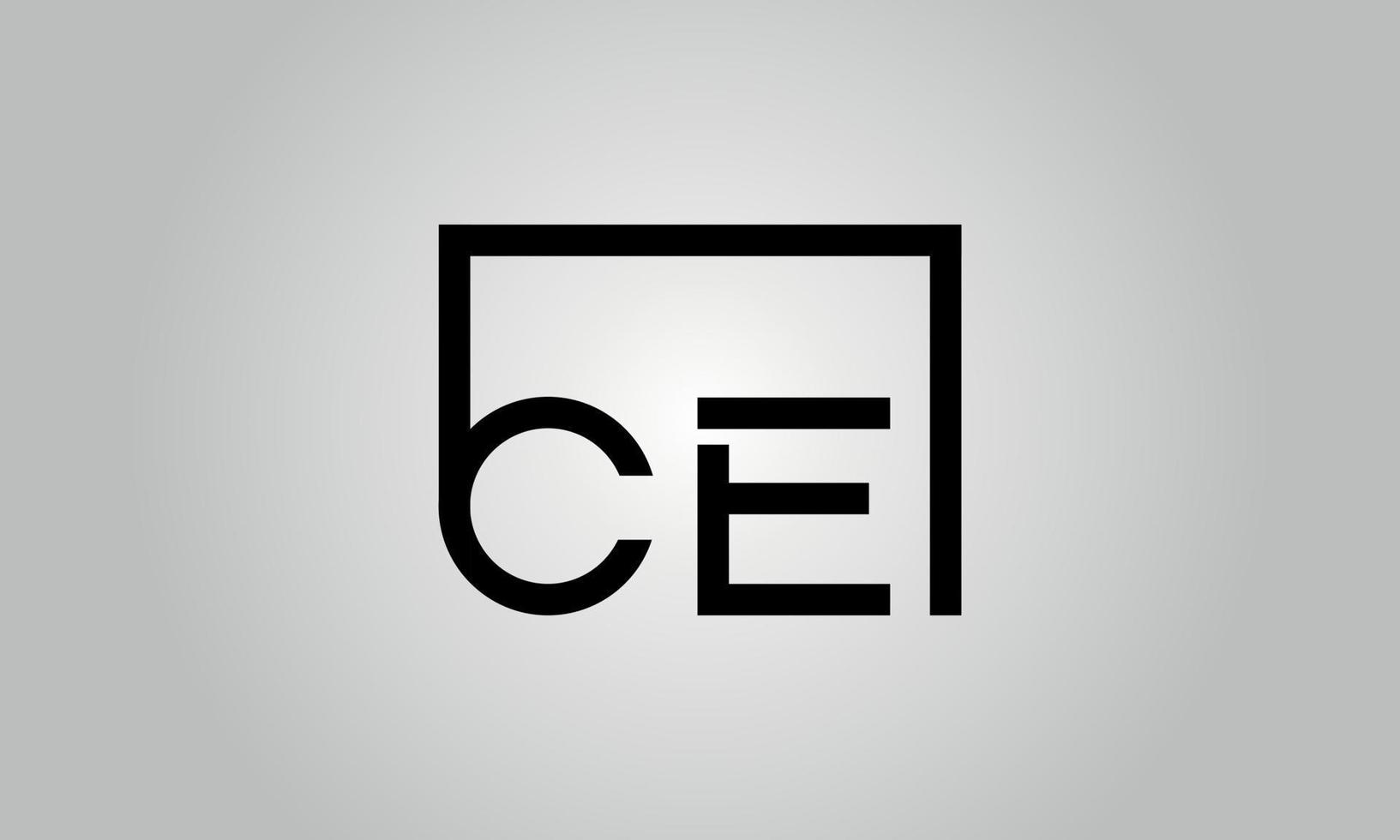 Letter CE logo design. CE logo with square shape in black colors vector free vector template.