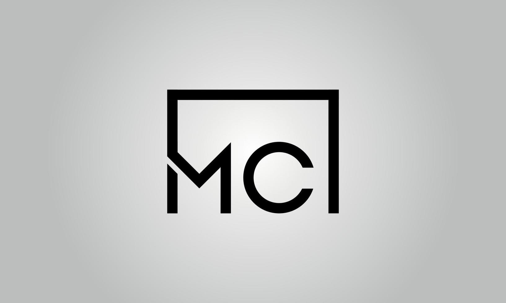 diseño del logotipo de la letra mc. logotipo de mc con forma cuadrada en colores negros vector plantilla de vector libre.