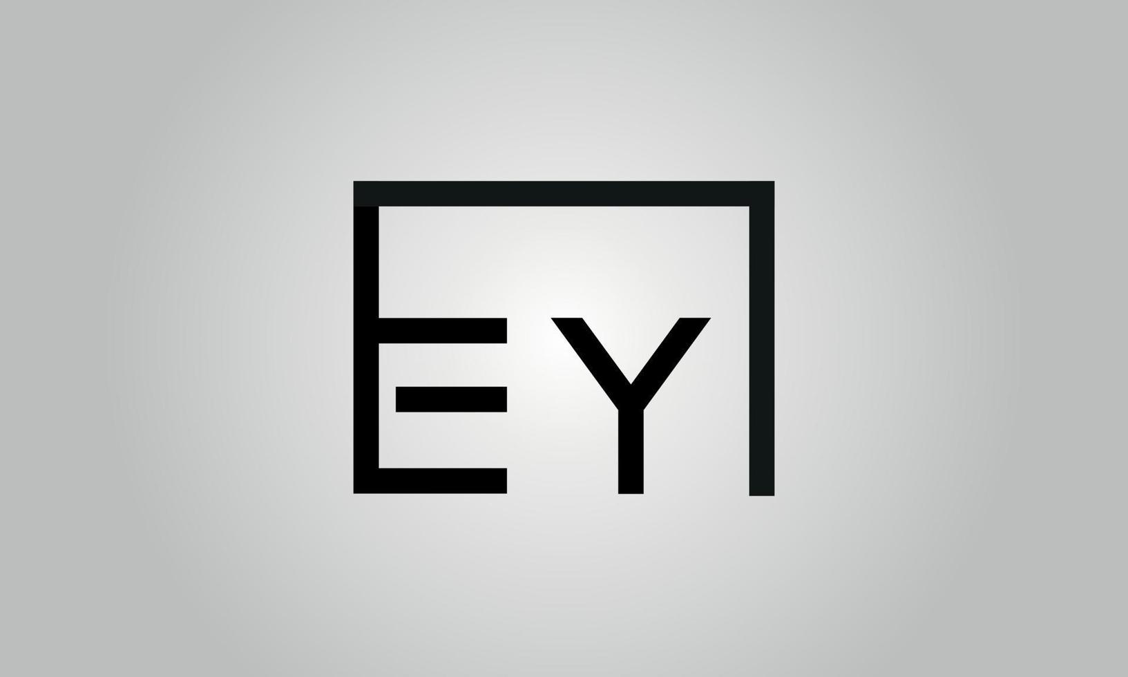 Letter EY logo design. EY logo with square shape in black colors vector free vector template.