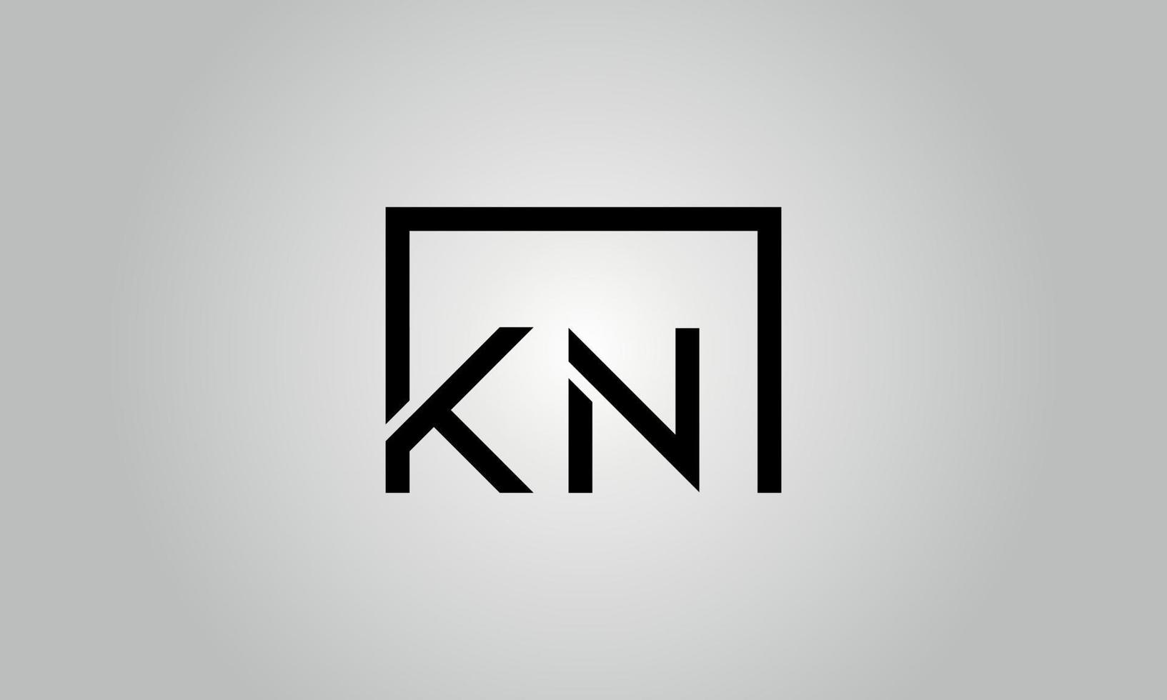 Letter KN logo design. KN logo with square shape in black colors vector free vector template.
