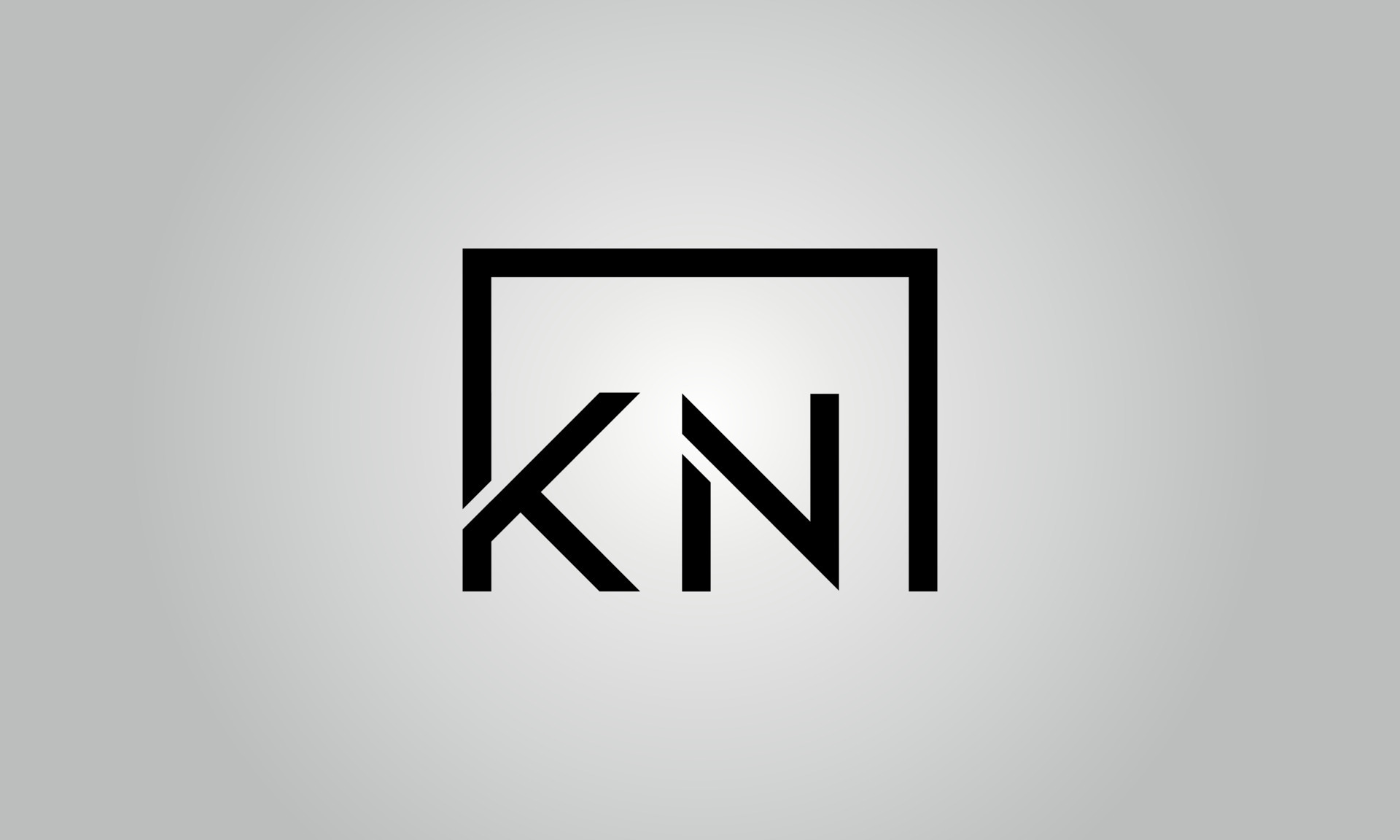 Letter KN logo design. KN logo with square shape in black colors vector