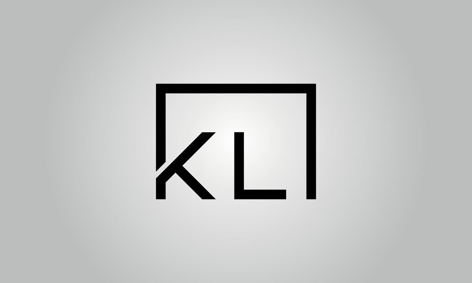 Letter KL logo design. KL logo with square shape in black colors vector free vector template.