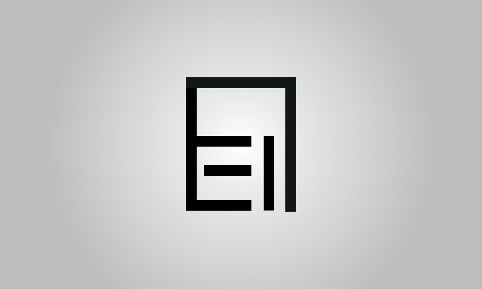 Letter EI logo design. EI logo with square shape in black colors vector free vector template.
