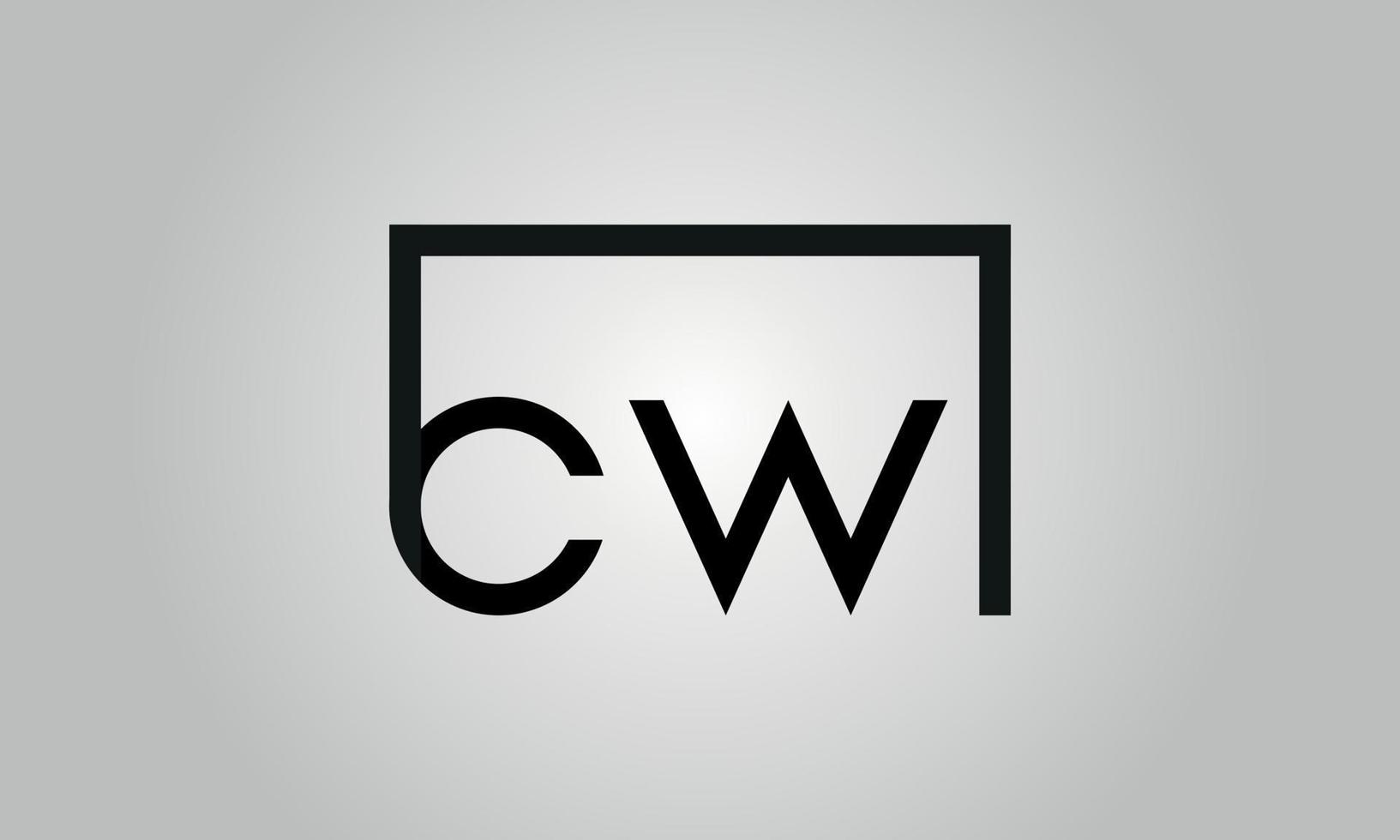 Letter CW logo design. CW logo with square shape in black colors vector free vector template.