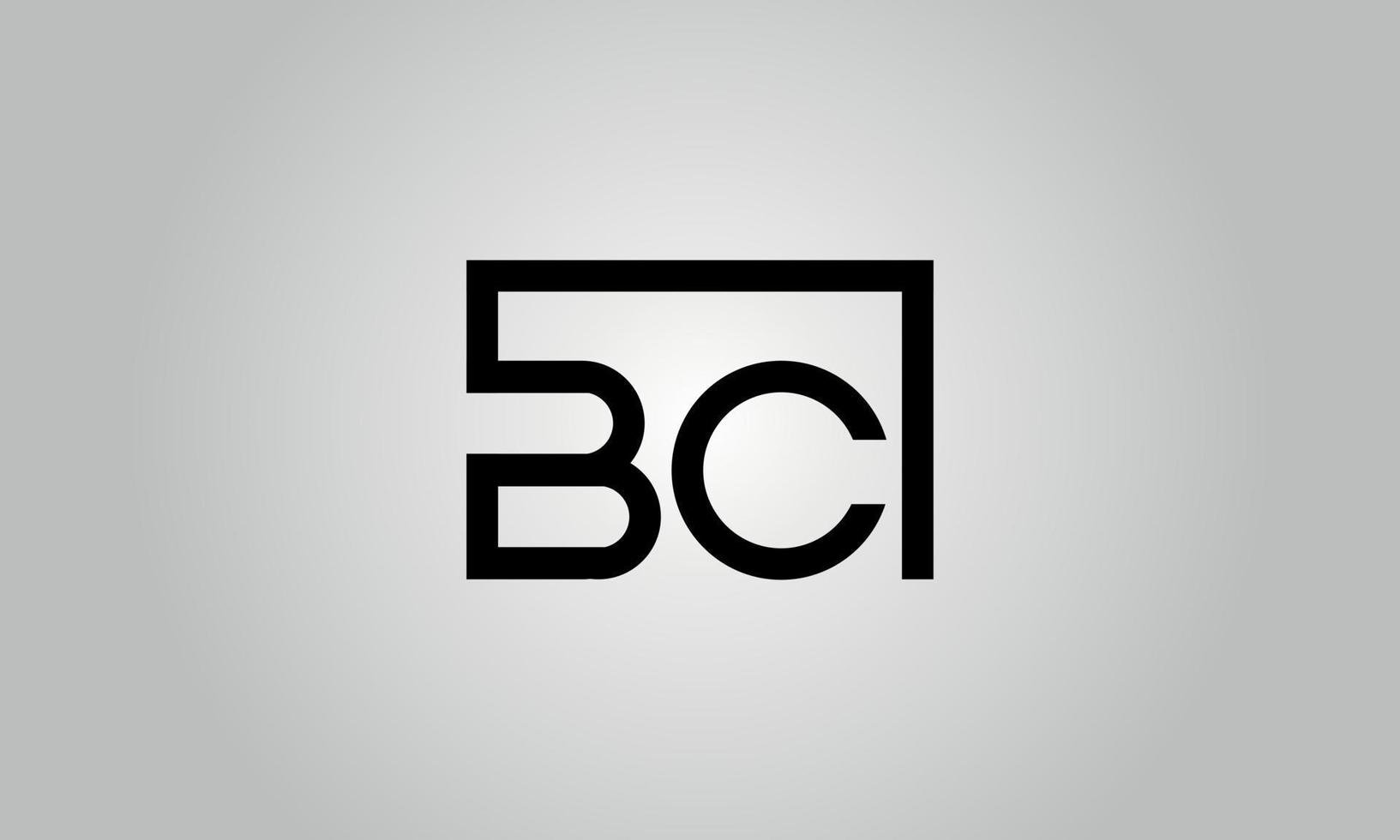 diseño del logotipo de la letra bc. logotipo de bc con forma cuadrada en colores negros vector plantilla de vector libre.