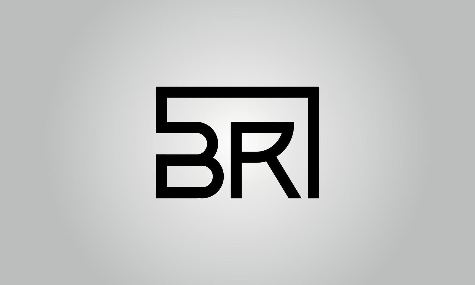 Letter BR logo design. BR logo with square shape in black colors vector free vector template.