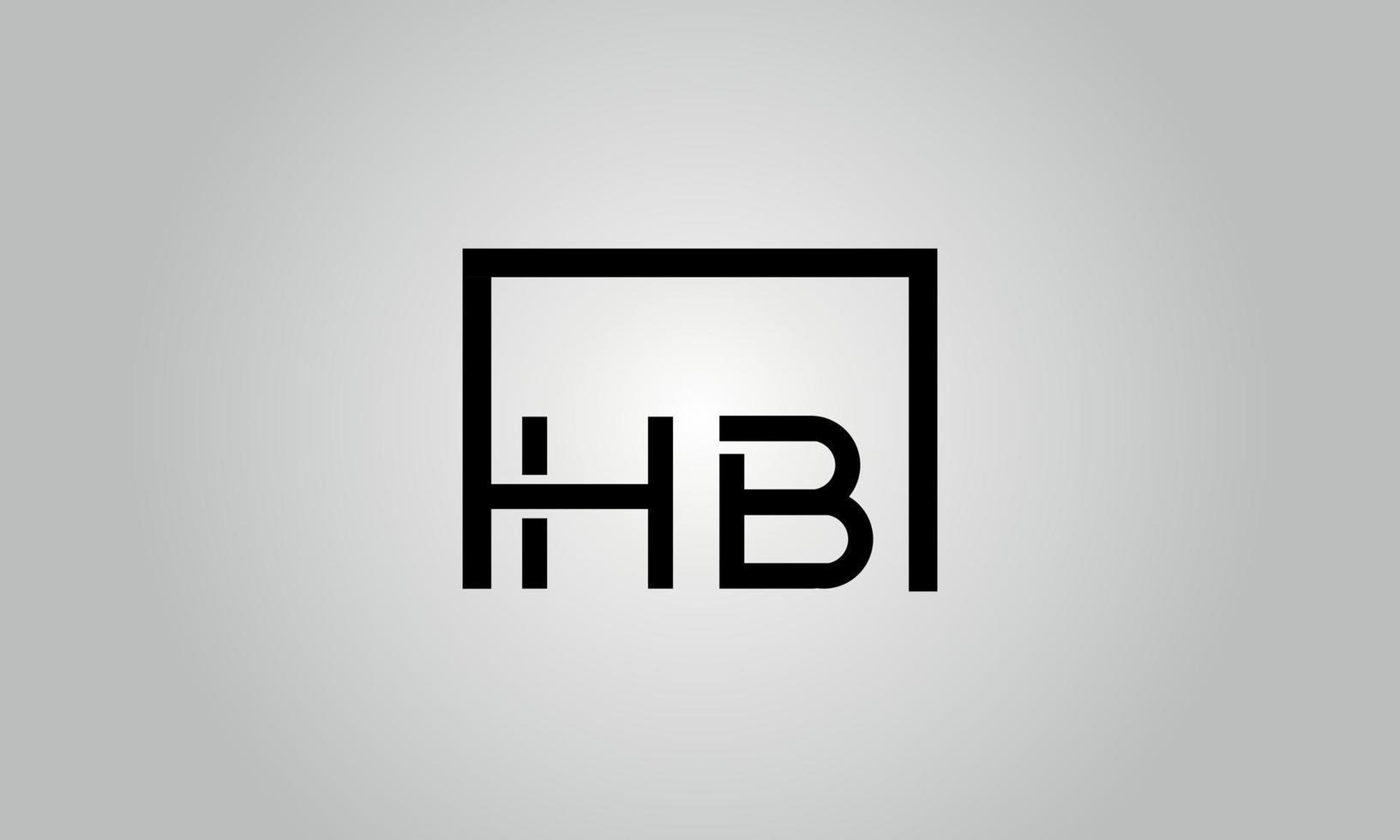 diseño del logotipo de la letra hb. logotipo de hb con forma cuadrada en colores negros vector plantilla de vector libre.